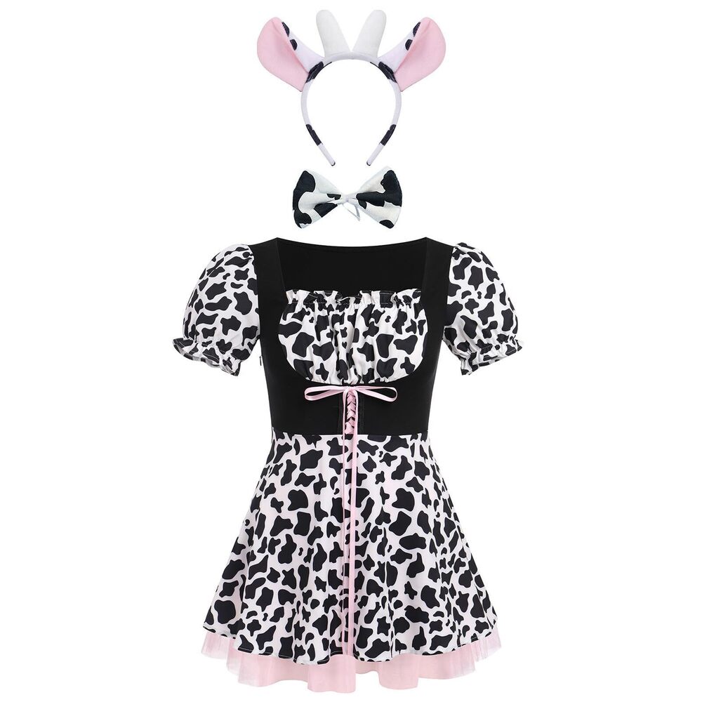 2906 Cow Costume Adult: Western Cowgirl Outfit Cow Print Dress Anime Dress